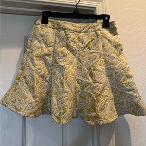 NWT VERY J PAISLEY MUSTARD YELLOW QUILTED LOOK SKIRT SIZE MEDIUM Skater Skirt